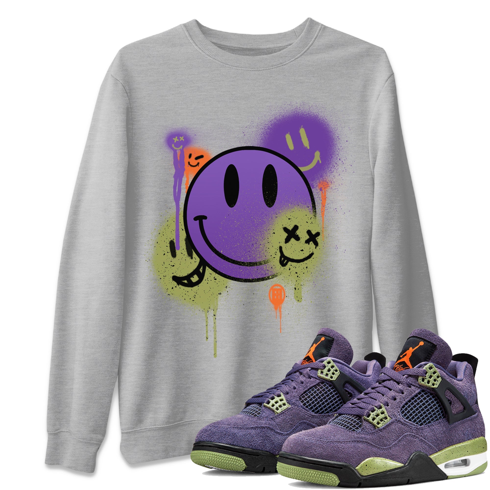 Smile Painting Unisex Sweater – Air Jordan 4 Canyon Purple, Sneakers Matching Sweater