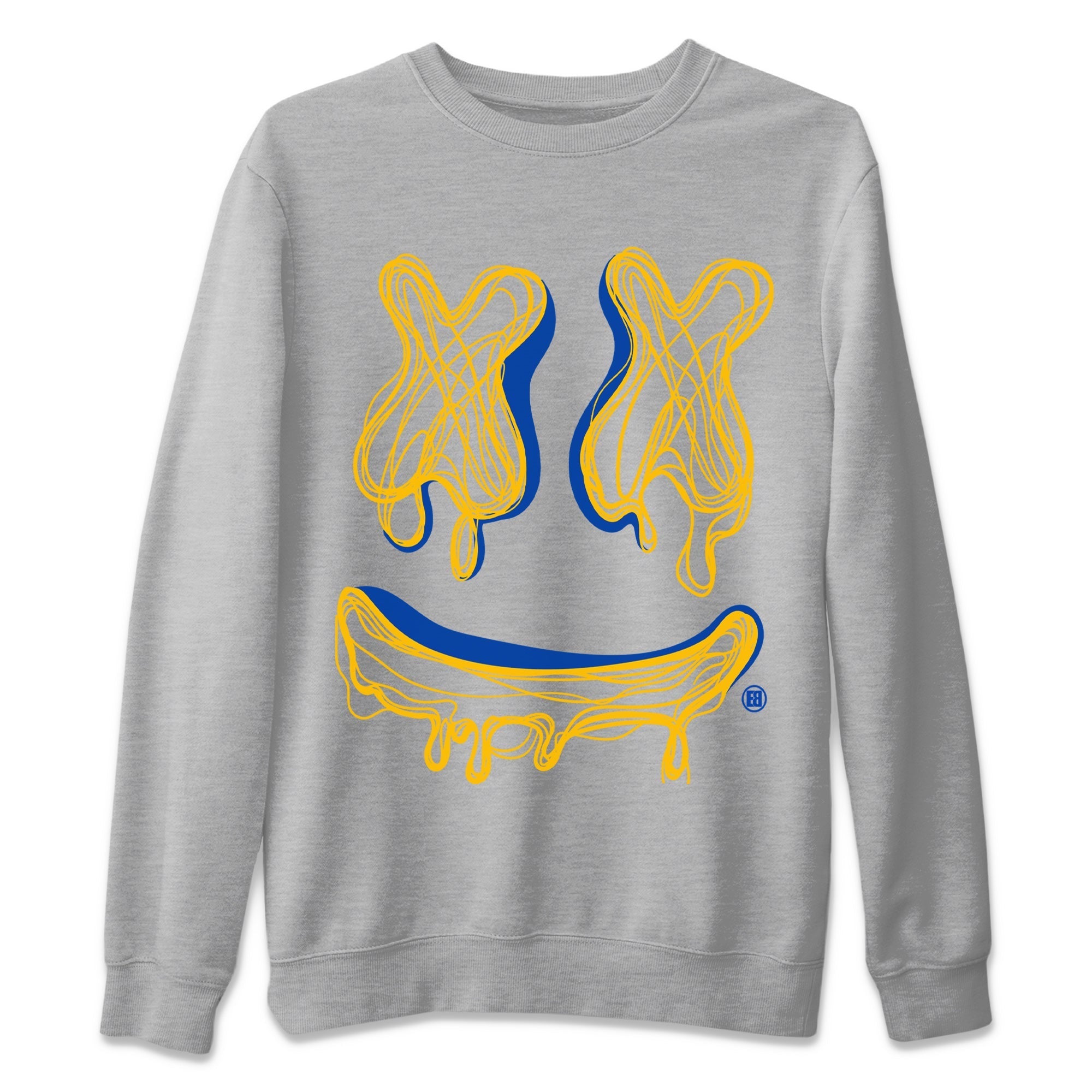 Smiley Doodle Unisex Sweater – Air Jordan 1 Game Royal Varsity Maize, Sneakers Matching Sweater