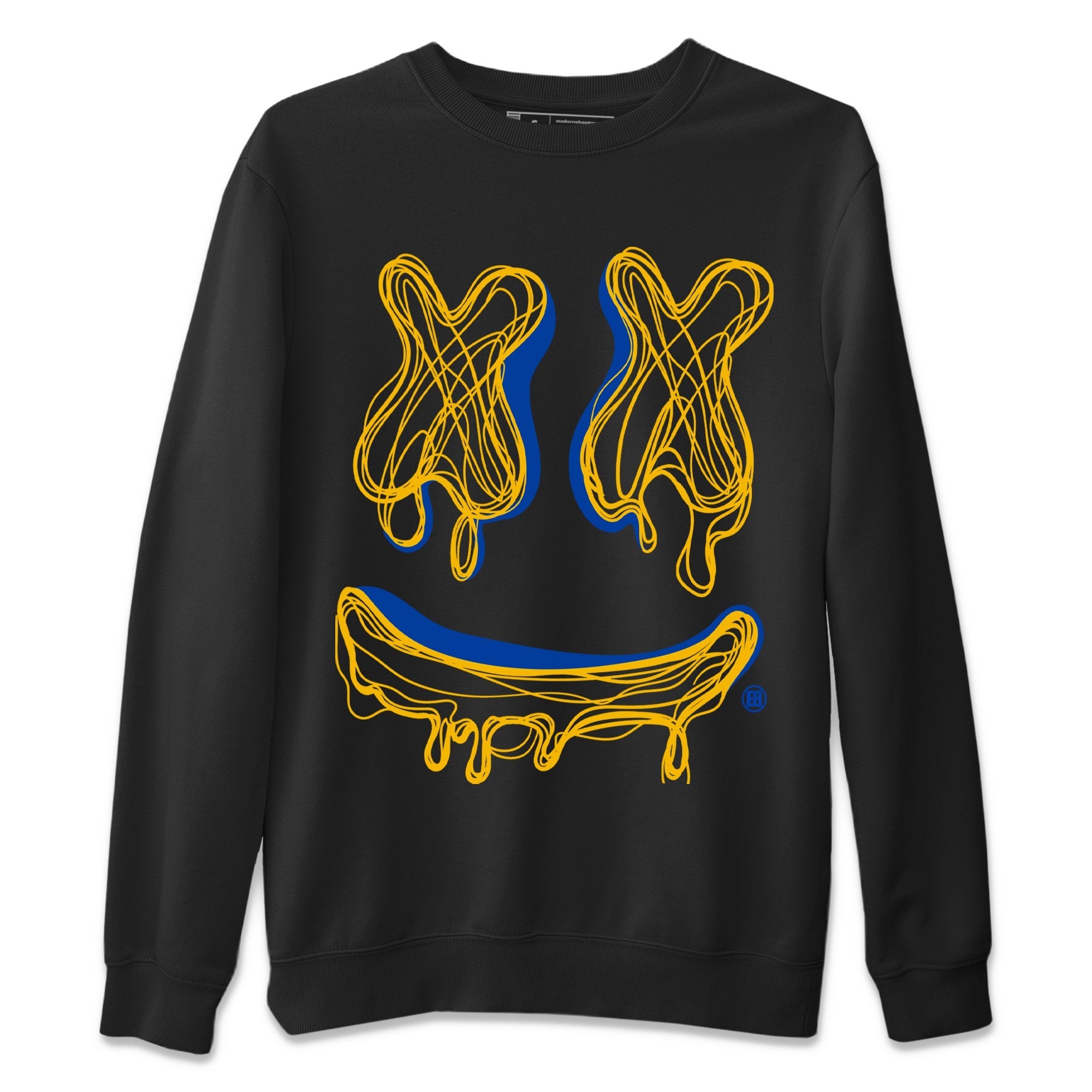 Smiley Doodle Unisex Sweater – Air Jordan 1 Game Royal Varsity Maize, Sneakers Matching Sweater