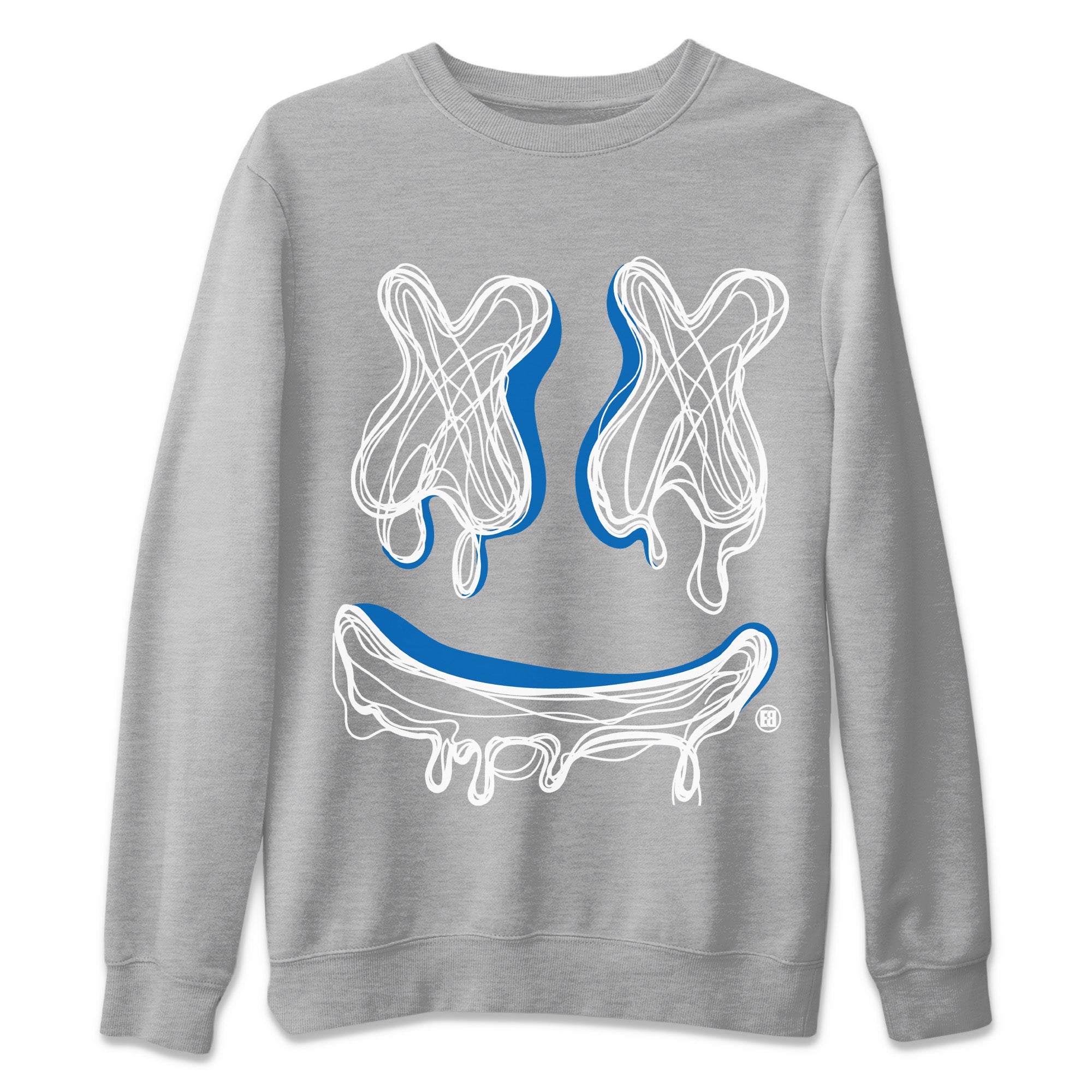 Smiley Doodle Unisex Sweater – Air Jordan 1 True Blue, Sneakers Matching Sweater