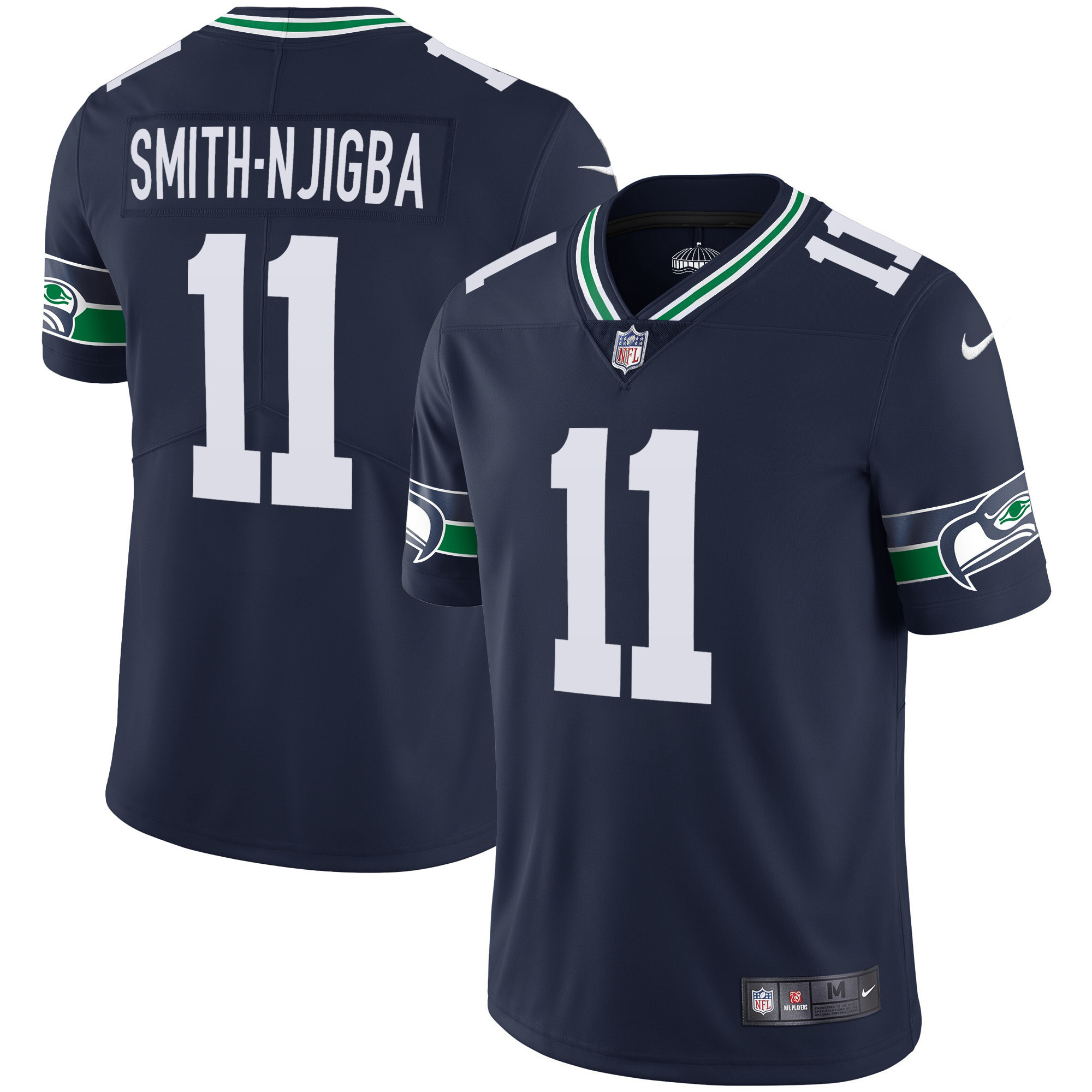 Smith-Njigba Men's Seattle Seahawks Throwback & Gold Navy Jersey - All Stitched 