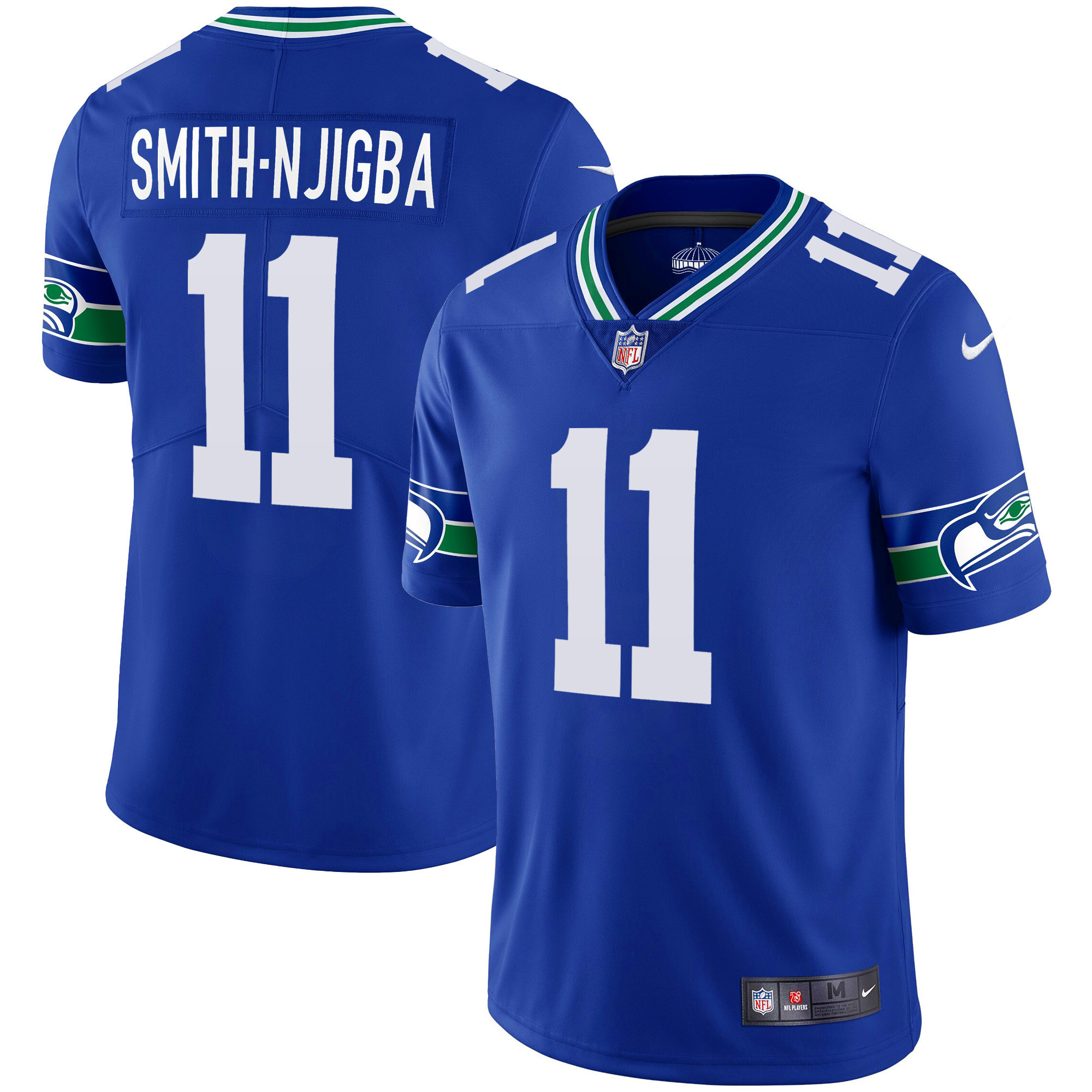 Smith-Njigba Men's Seattle Seahawks Throwback & Gold Royal Jersey - All Stitched 