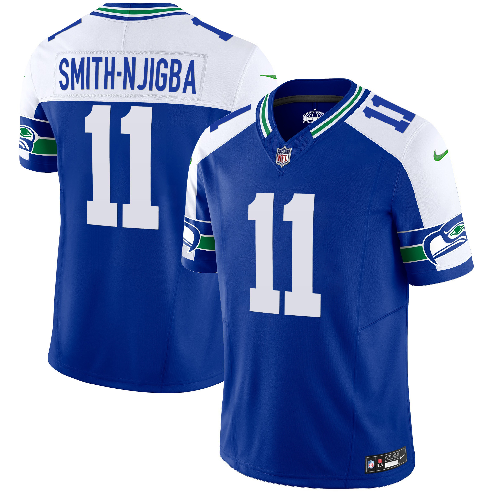Smith-Njigba Men's Seattle Seahawks Throwback & Gold Vapor Limited Alternate Jersey - All Stitched 