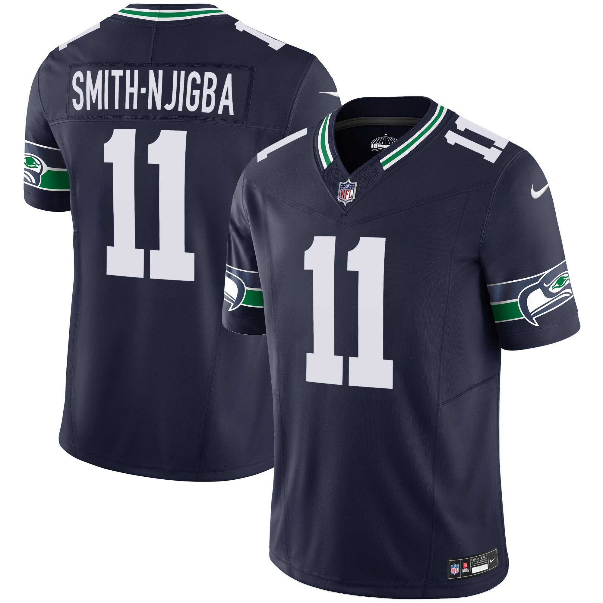 Smith-Njigba Men's Seattle Seahawks Throwback & Gold Vapor Limited Navy Jersey - All Stitched 