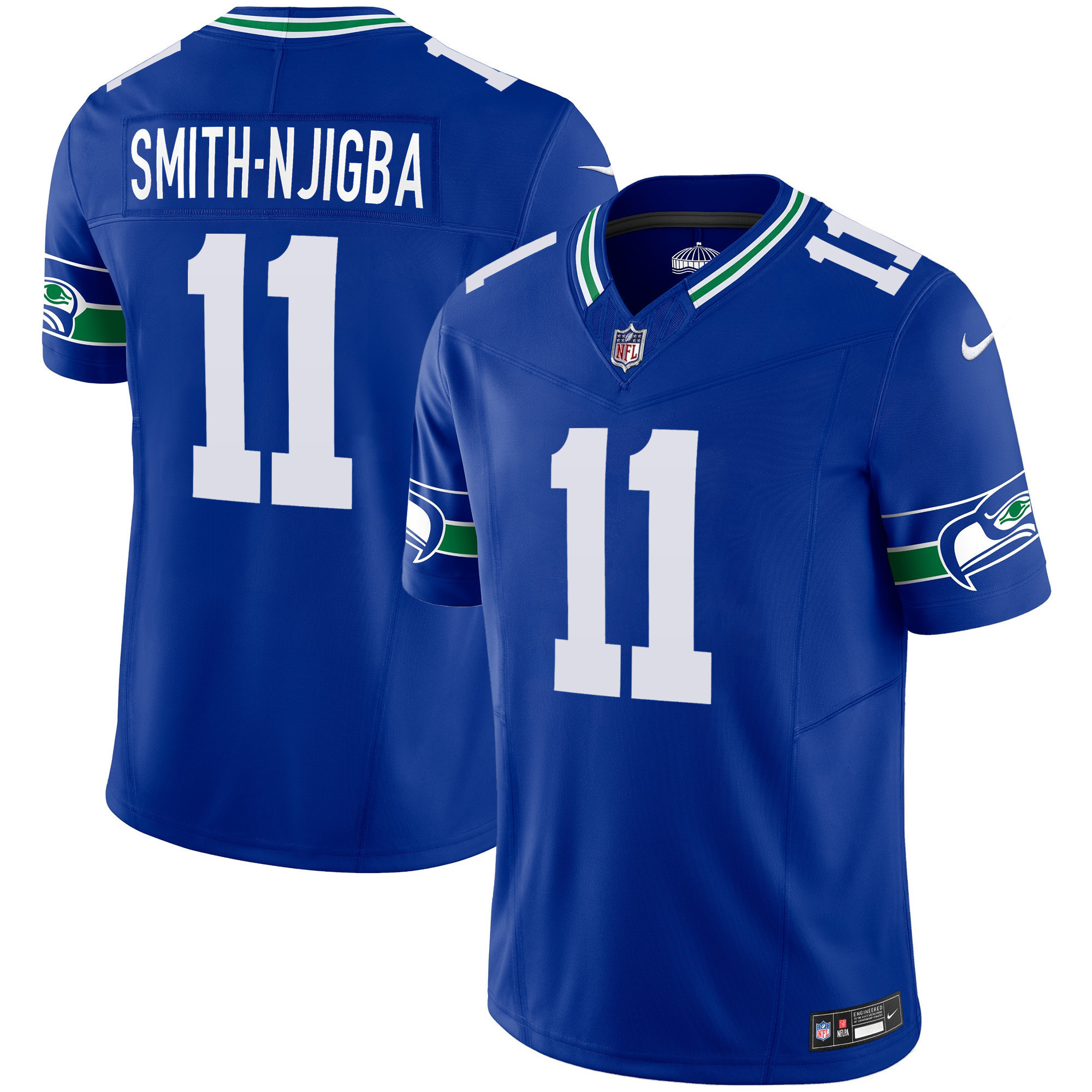 Smith-Njigba Men's Seattle Seahawks Throwback & Gold Vapor Limited Royal Jersey - All Stitched 