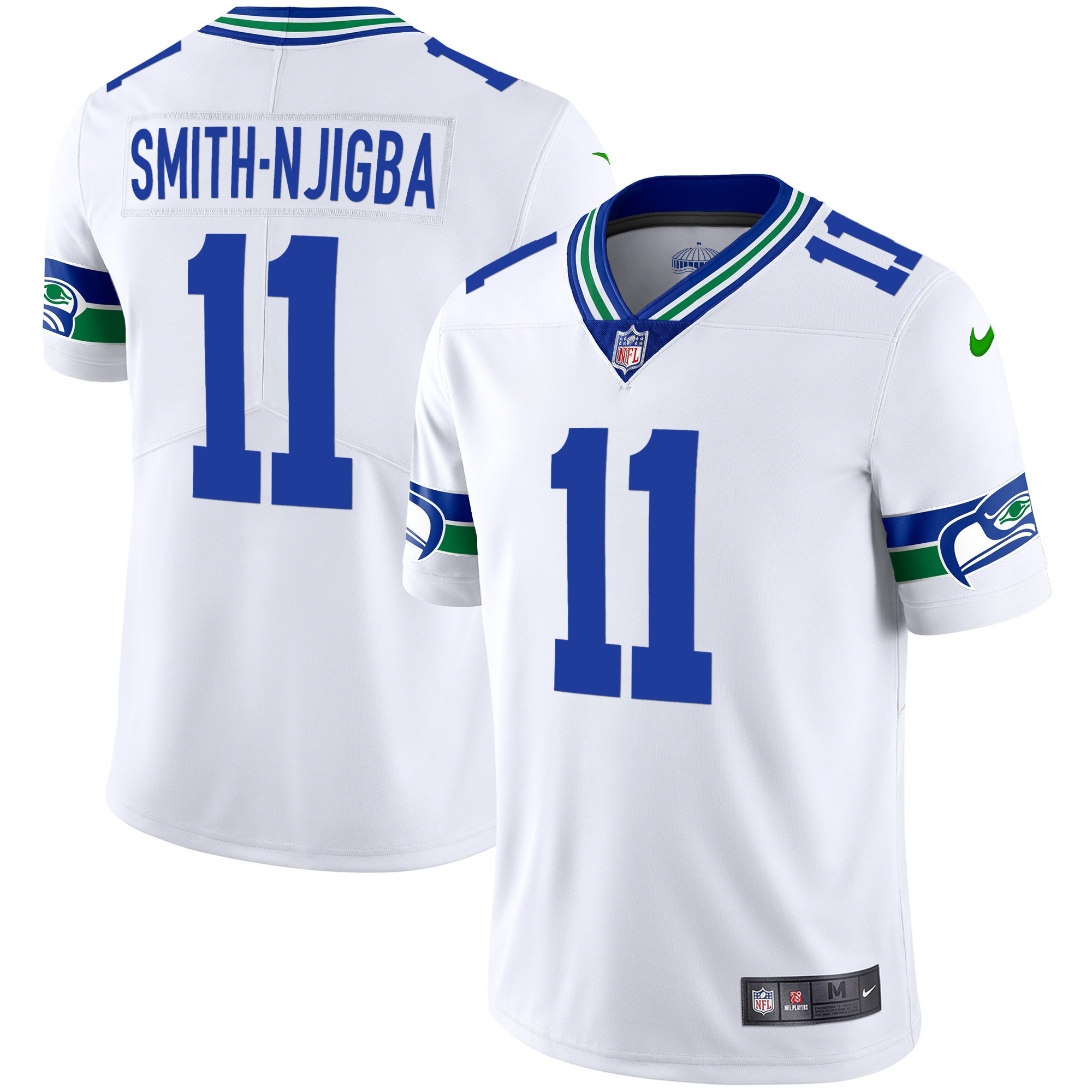 Smith-Njigba Men's Seattle Seahawks Throwback & Gold White Jersey - All Stitched 