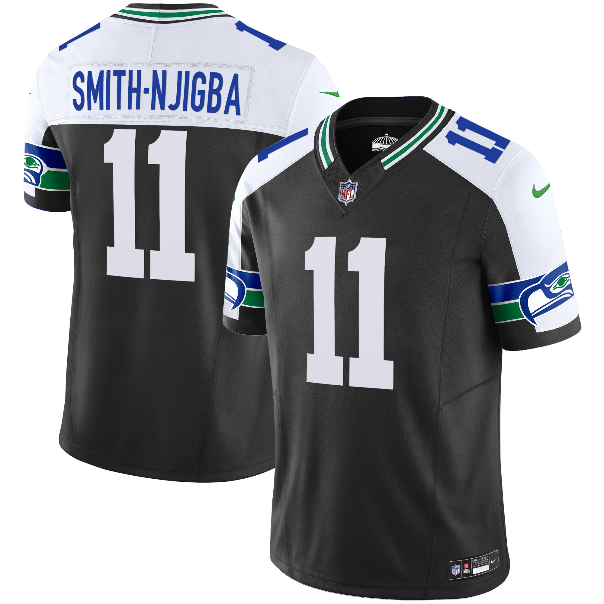 Smith-Njigba Men's Seattle Seahawks Throwback Vapor Limited Black Alternate Jersey - All Stitched 