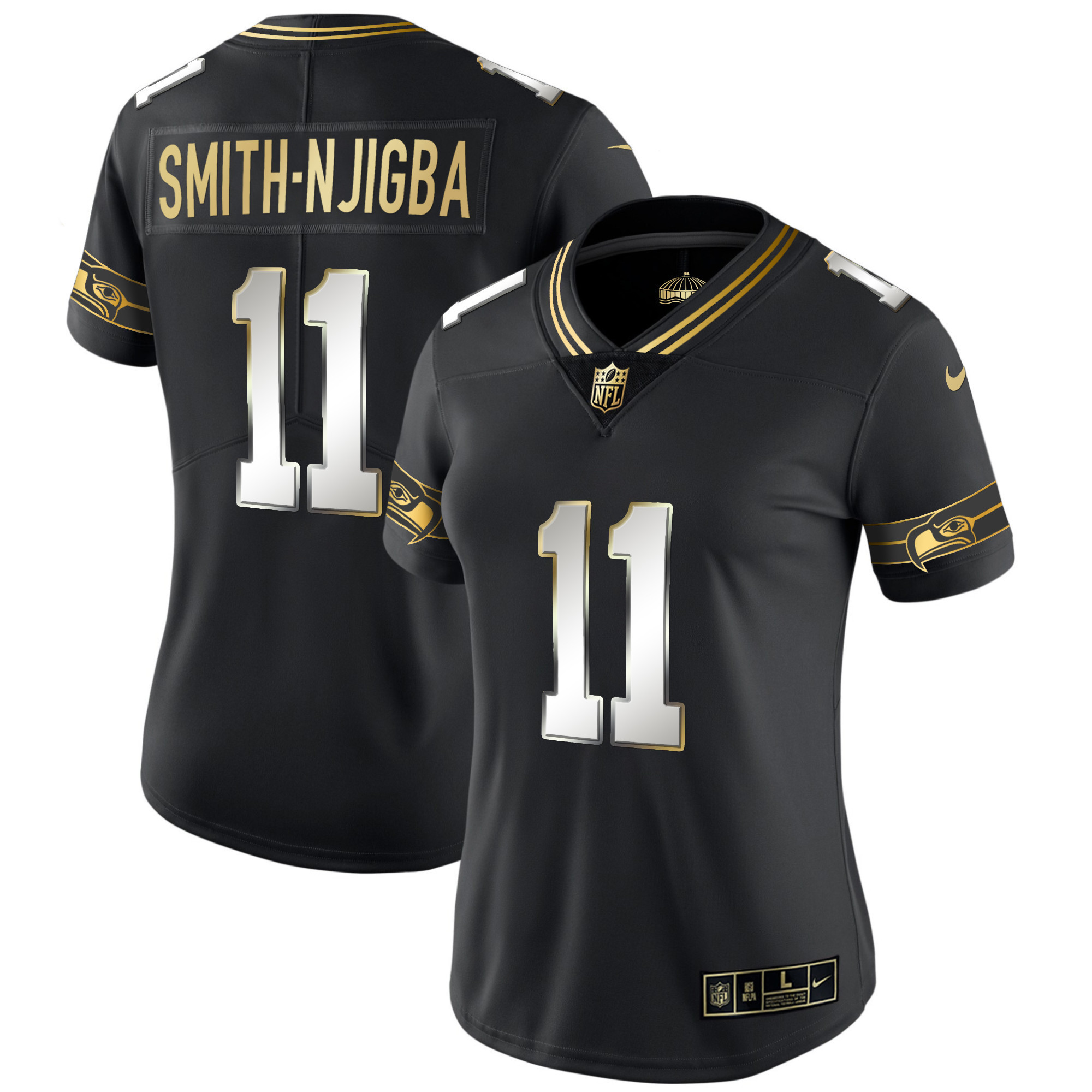 Smith-Njigba Women's Seattle Seahawks Throwback & Gold Black Limited Jersey - All Stitched 