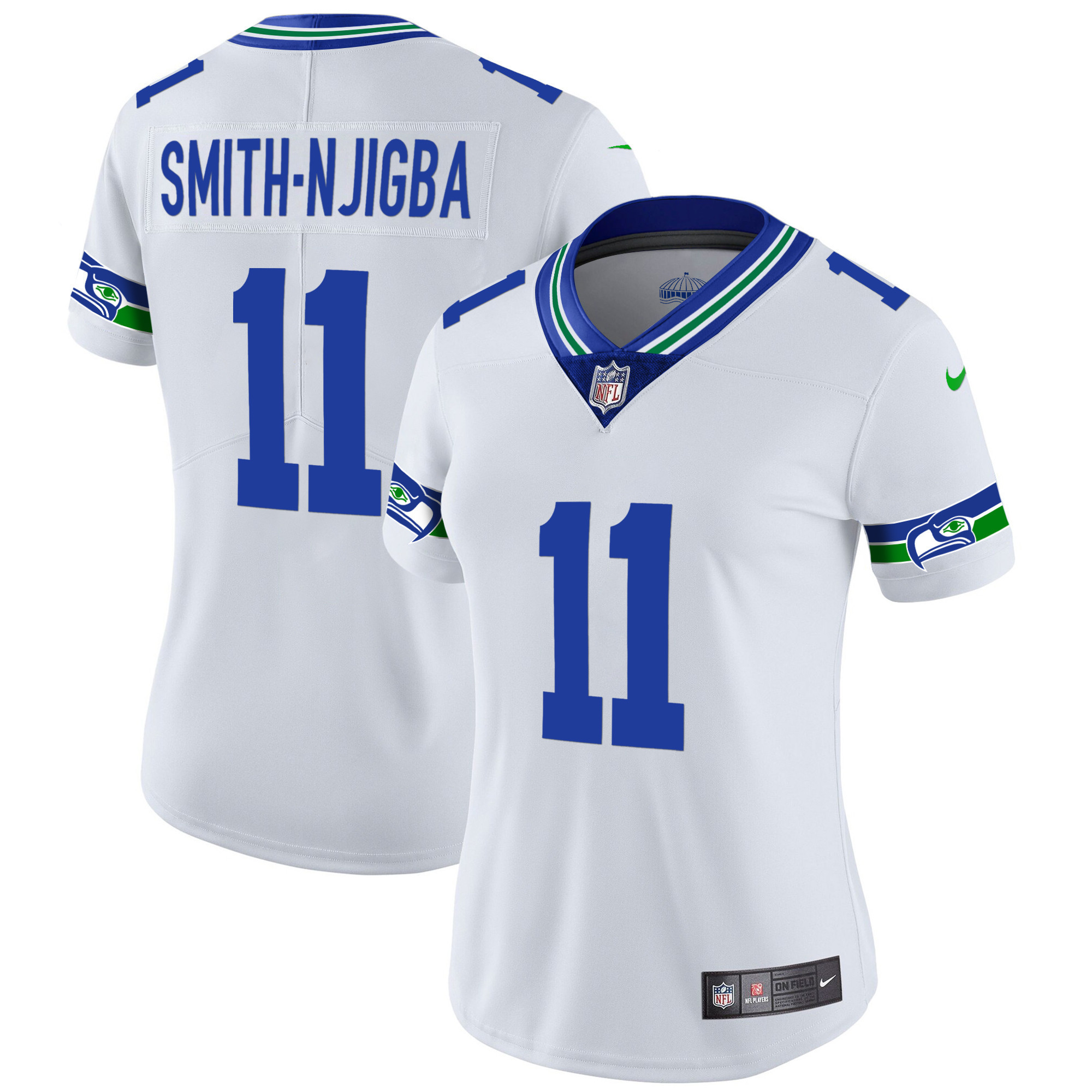 Smith-Njigba Women's Seattle Seahawks Throwback & Gold White Jersey - All Stitched 
