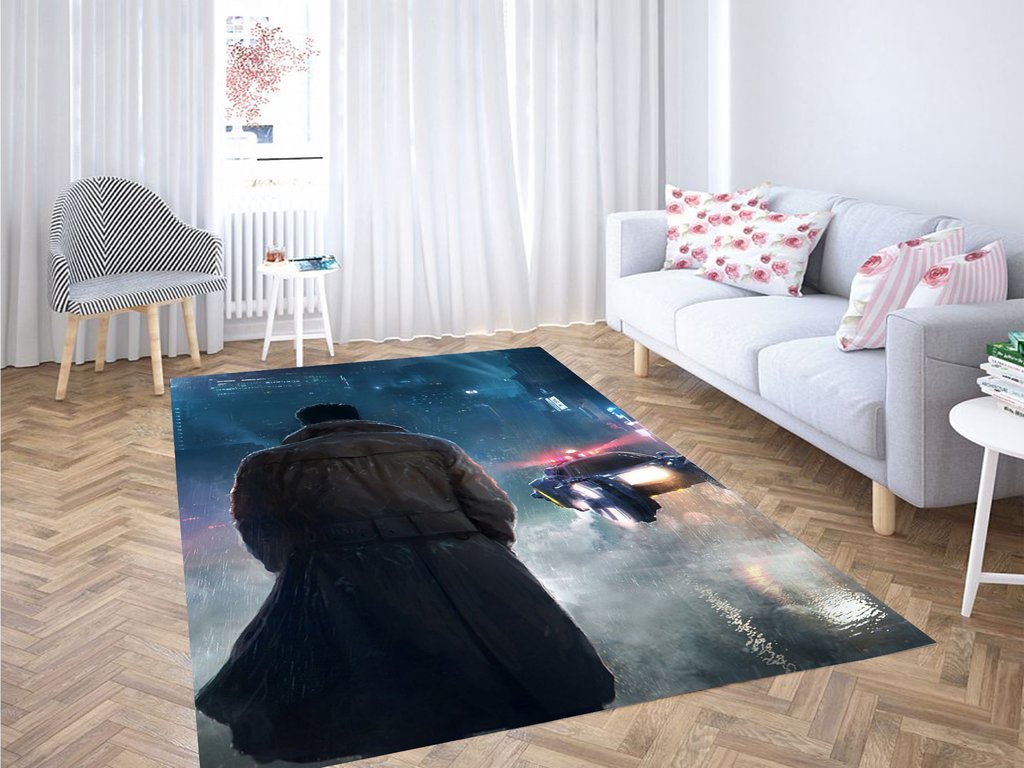 Smoke Futuristic Blade Runner Living Room Modern Carpet Rectangle Rug