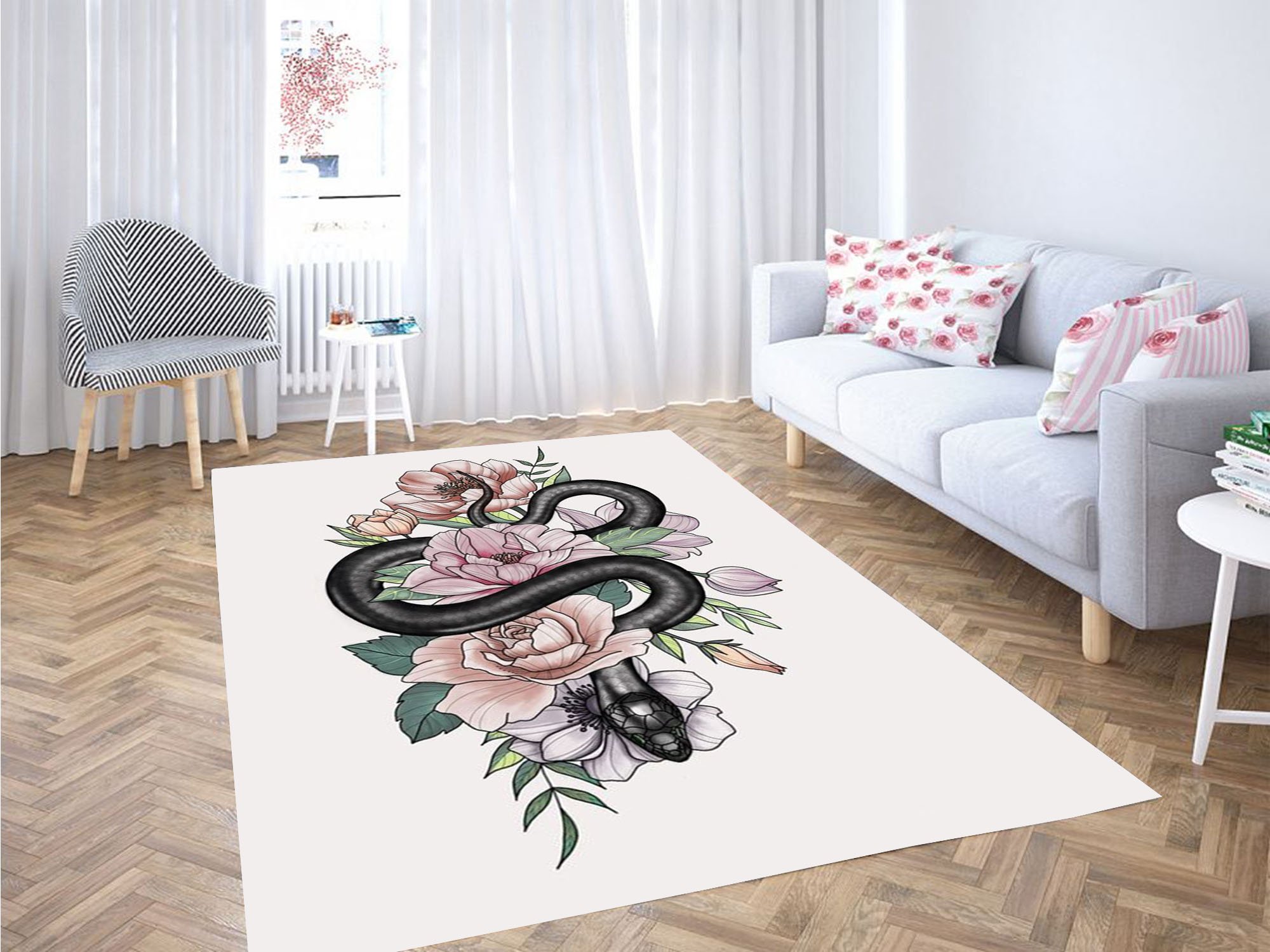 Snake Wallpaper Carpet Rectangle Rug