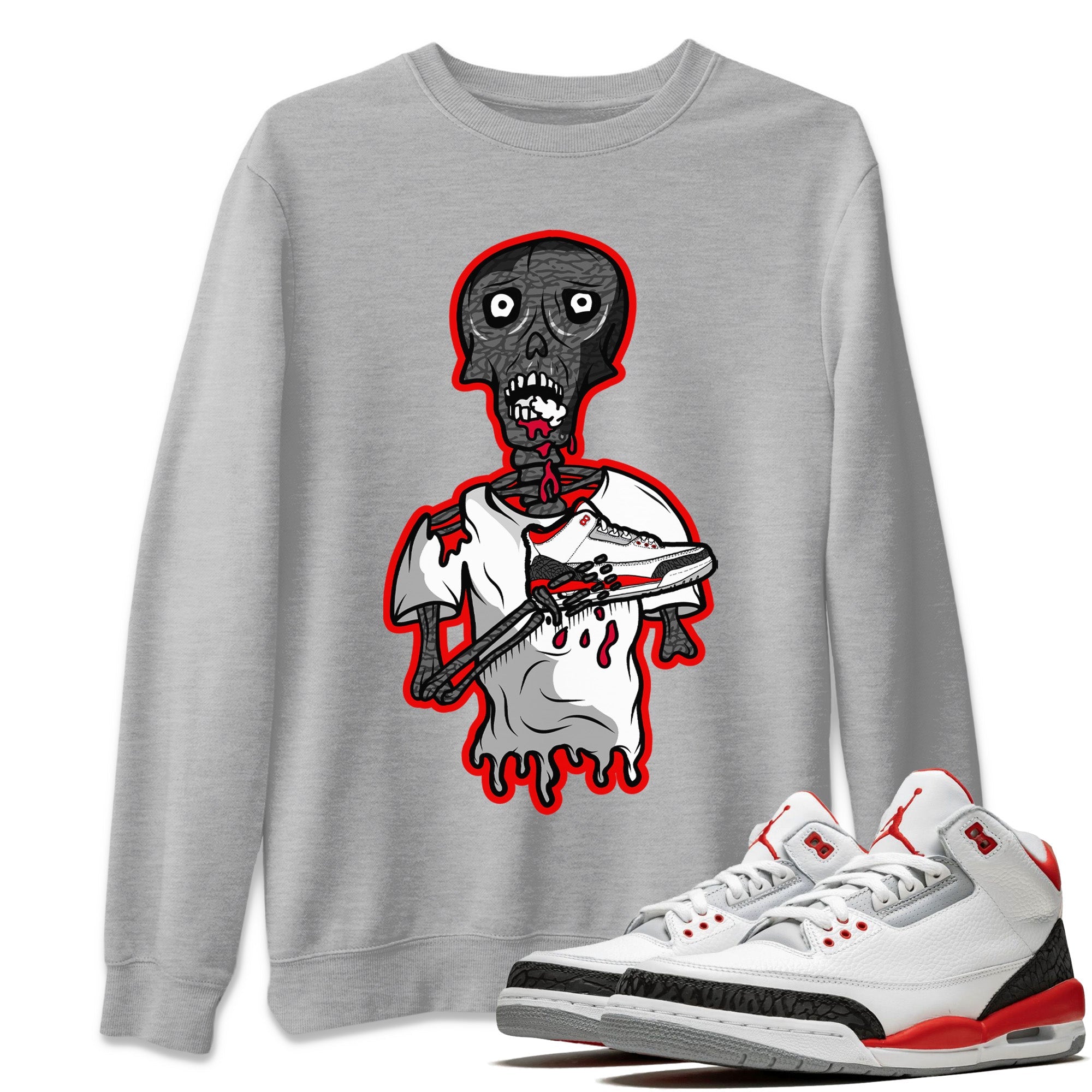 Sneaker Zombie Unisex Sweater – Air Jordan 3 Fire Red, Sneakers Matching Sweater