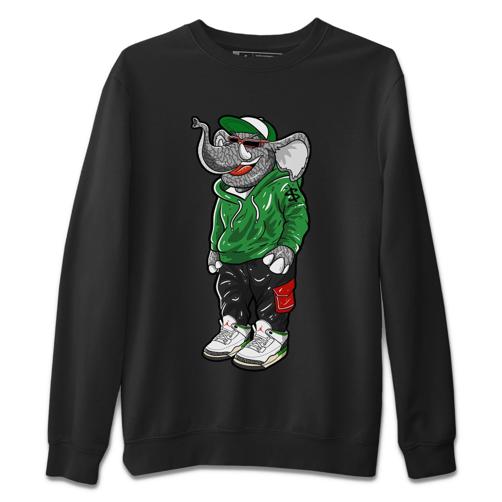Sneakerhead Elephant Unisex Sweater – Air Jordan 3 Lucky Green, Sneakers Matching Sweater