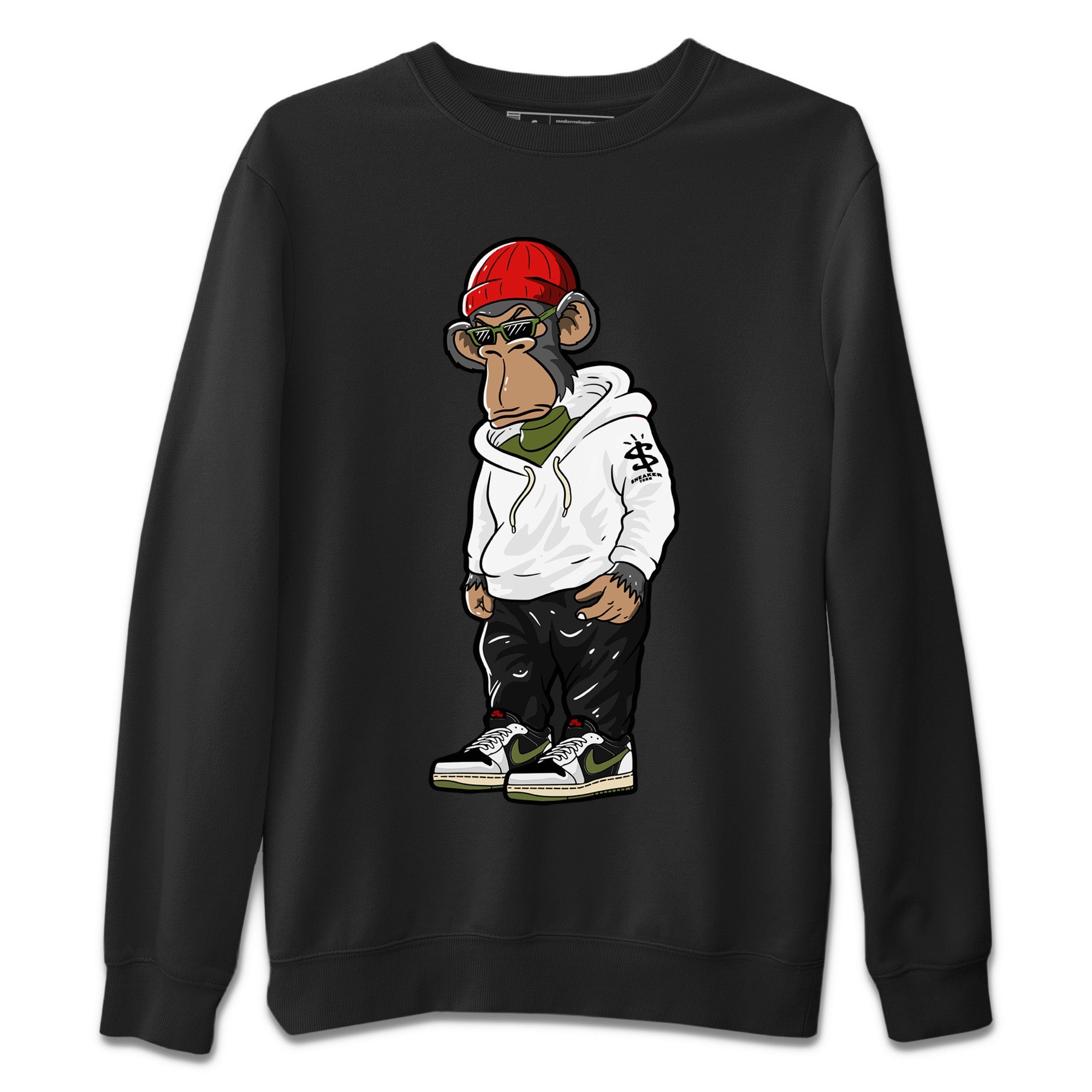 Sneakerhead Monkey Unisex Sweater – Air Jordan 1 Travis Scott Olive, Sneakers Matching Sweater