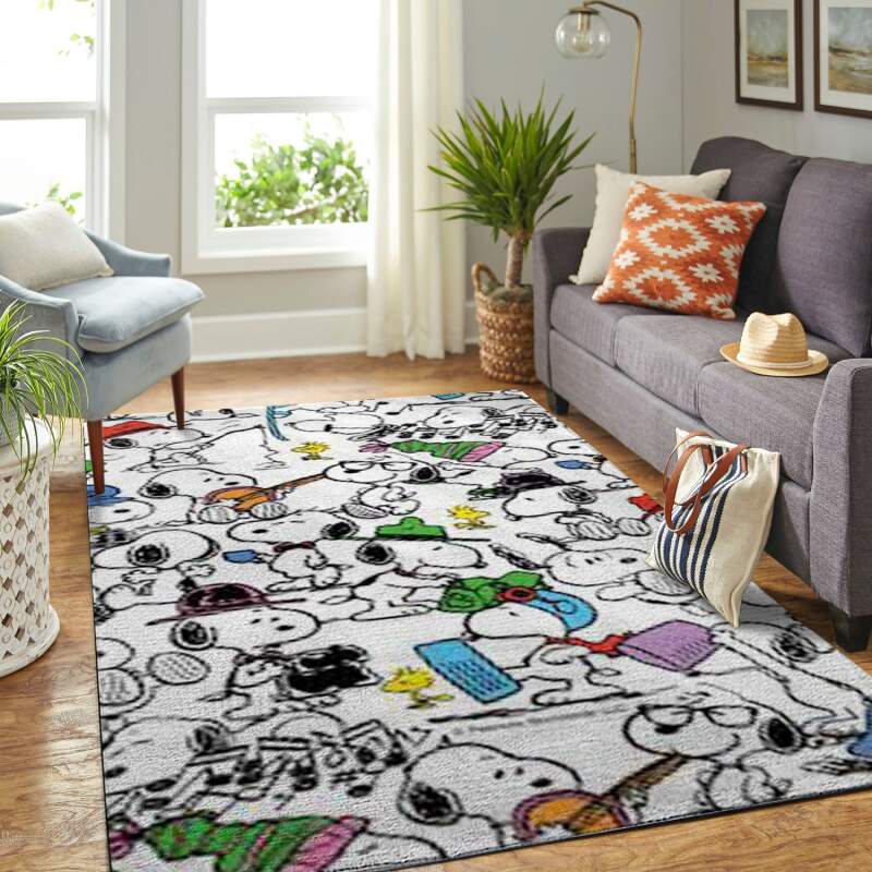 Snoopy And Peanuts Comic Living Room Area Rectangle Rug