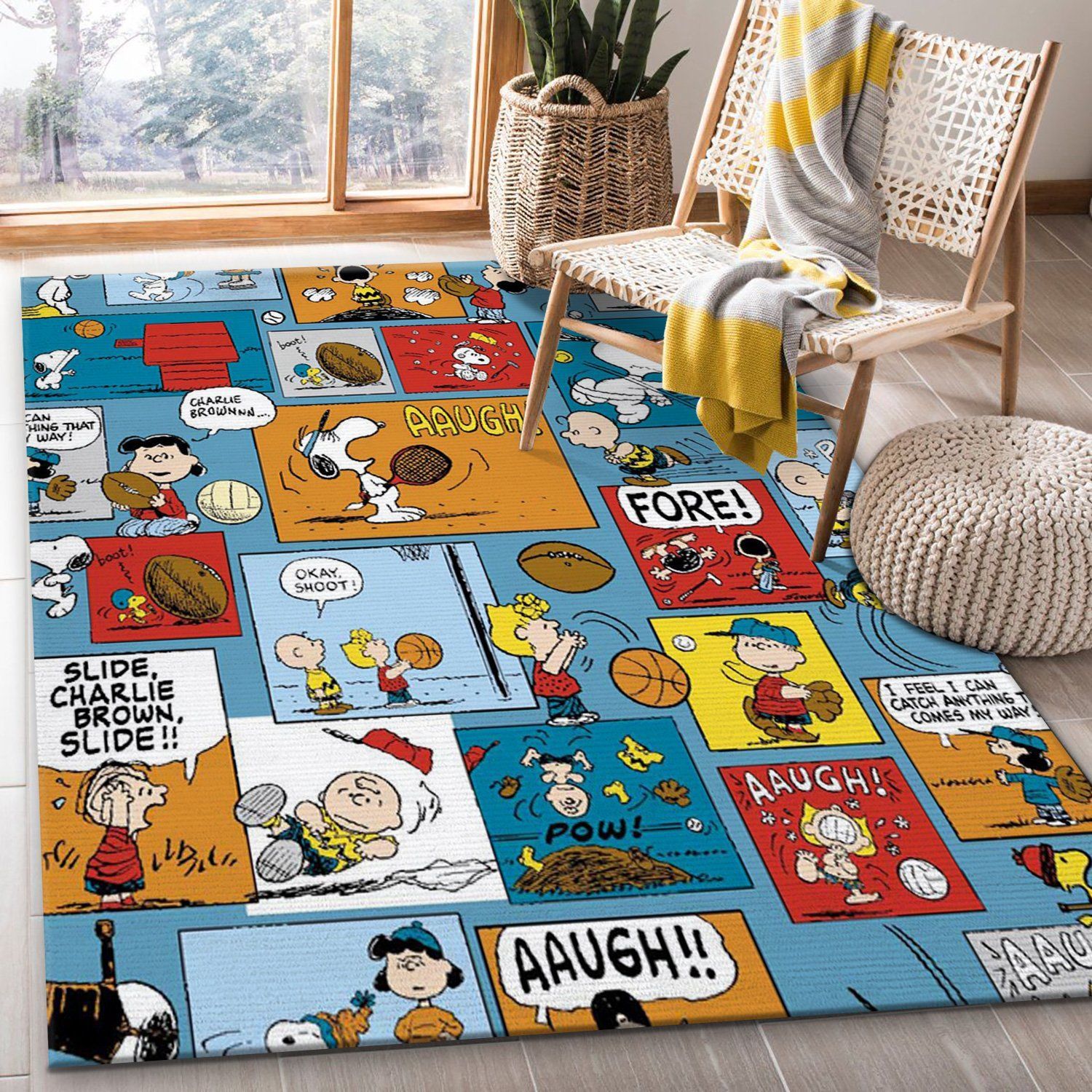 Snoopy Cartoon Rectangle Rug – Custom Size And Printing