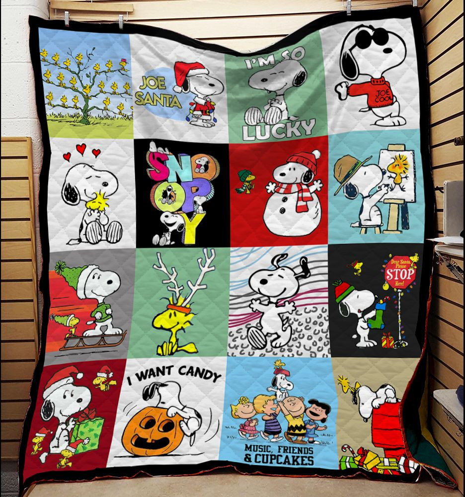 Snoopy Cartoon Square Quilt Fleece Blanket Fan Made All Season 3D