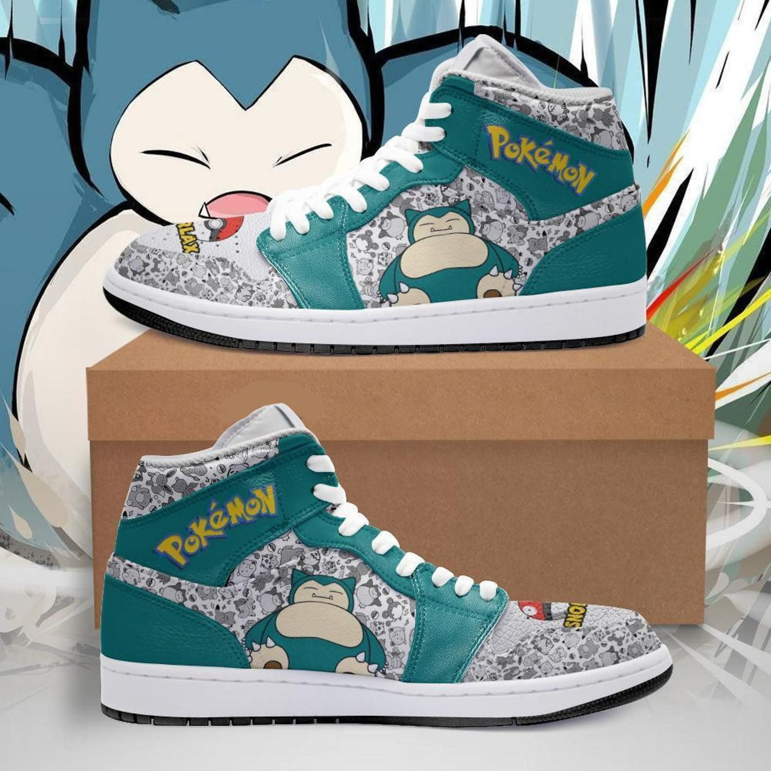 Snorlax Pokemon Anime High Top Air Jordan Sneaker, Air Jordan Hightop