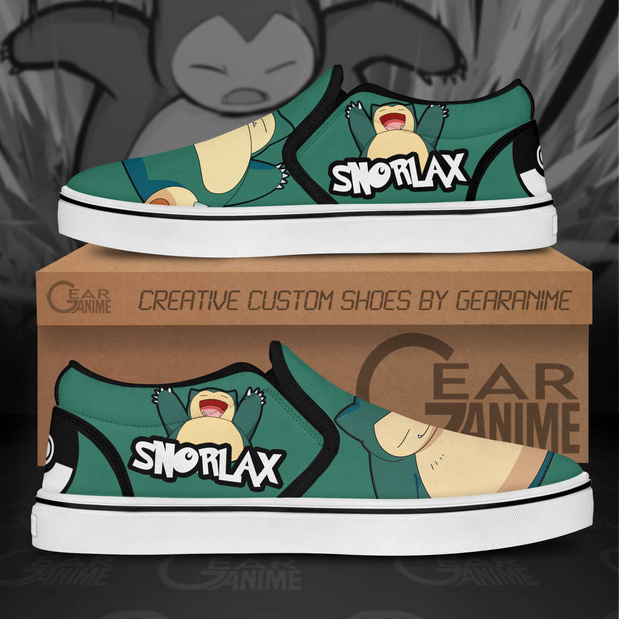 Snorlax Slip-On Shoes Canvas Pokemon Custom Anime Shoes