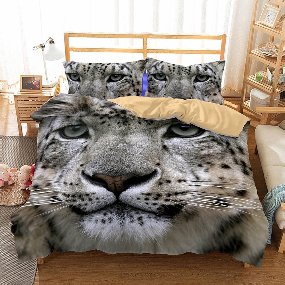 Snow Leopard 3D Customized Duvet Cover Bedding Set