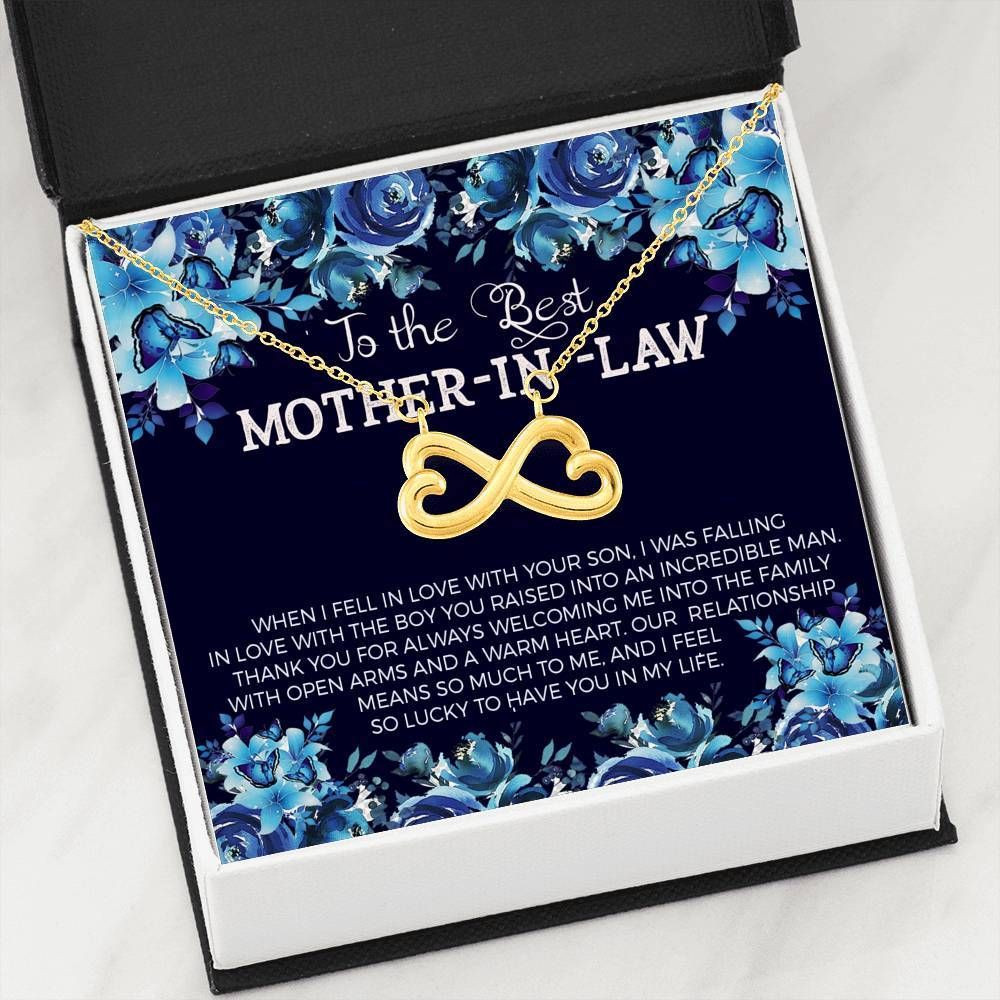 So Lucky To Have You Infinity Heart Necklace Gift For Mother In Law