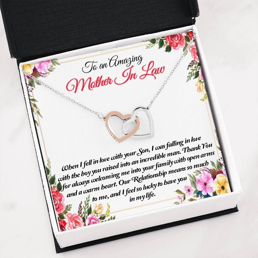 So Lucky To Have You Interlocking Hearts Necklace Gift For Mother-in-law