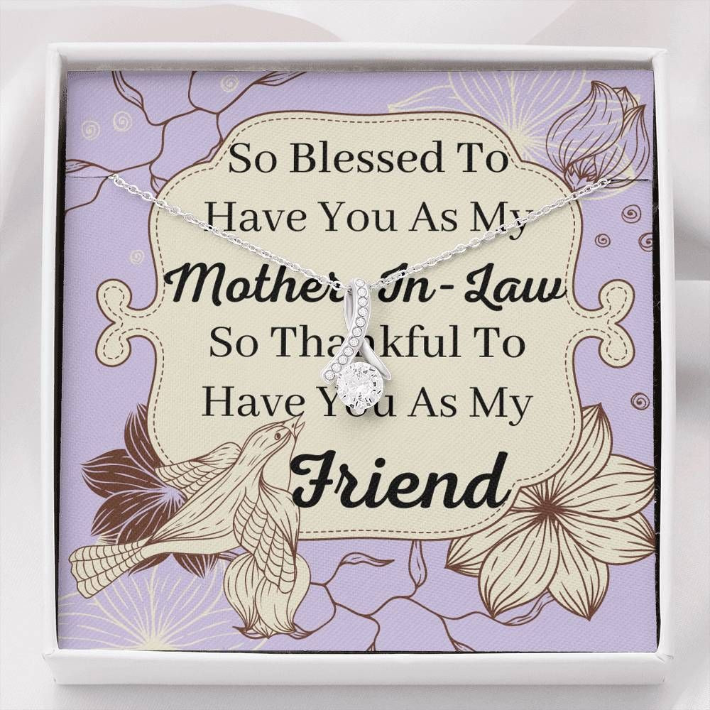 So Thankful To Have You As My Friend Gift For Mother In Law 14K White Gold Alluring Beauty Necklace