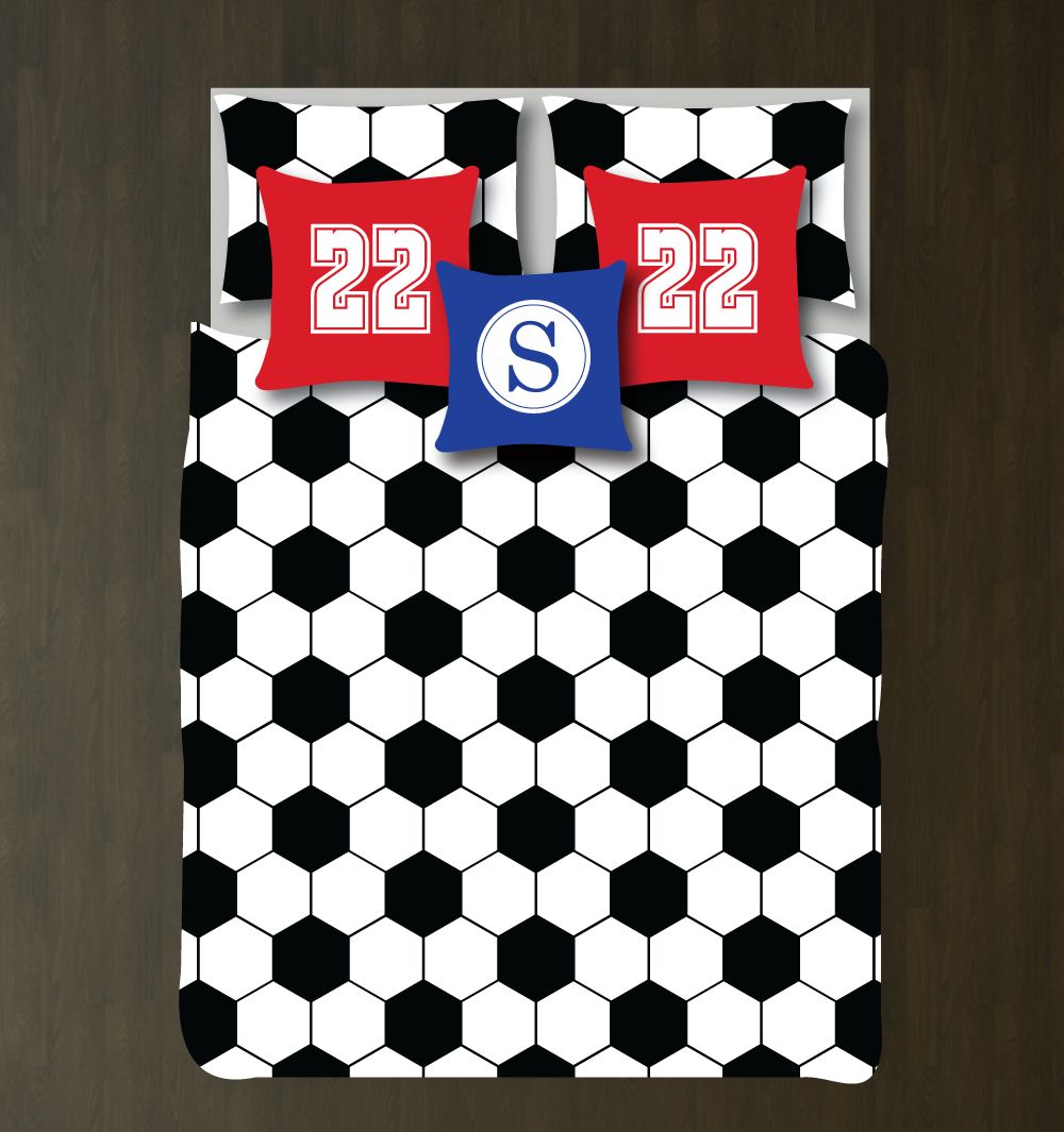 Soccer Ball Hexagon Customized Black And White Duvet Cover Bedding Set