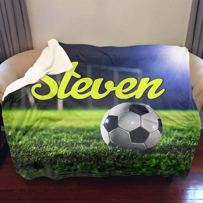Soccer Personalized Sherpa Fleece Blanket