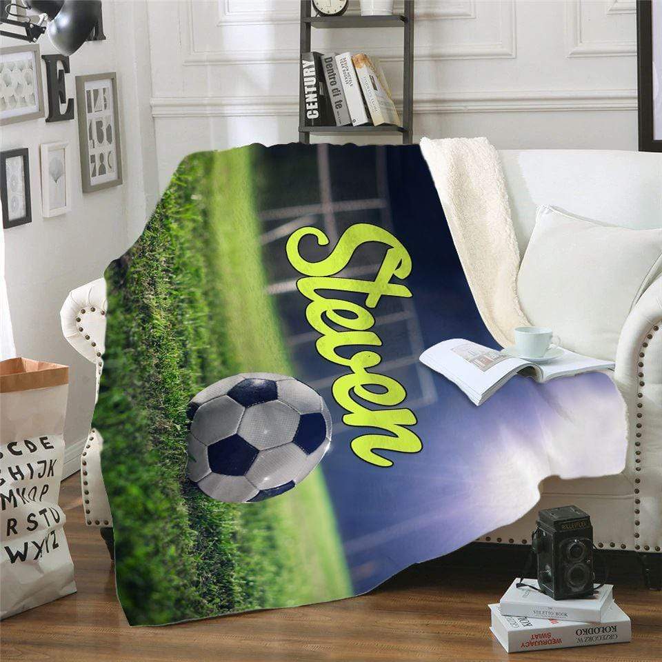 Soccer Personalized Sherpa Fleece Blanket