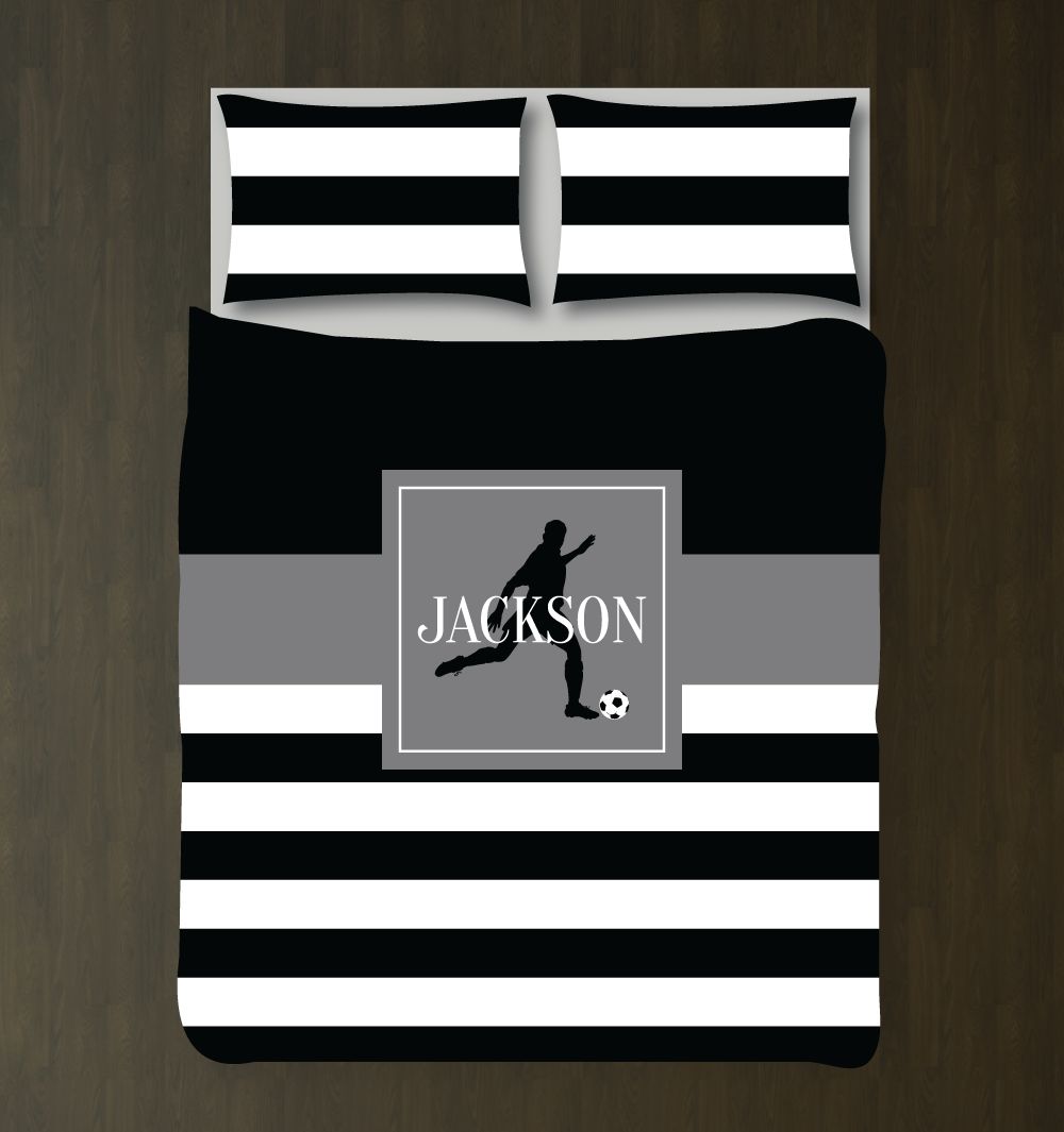 Soccer Player With Stripes Customized Duvet Cover Bedding Set