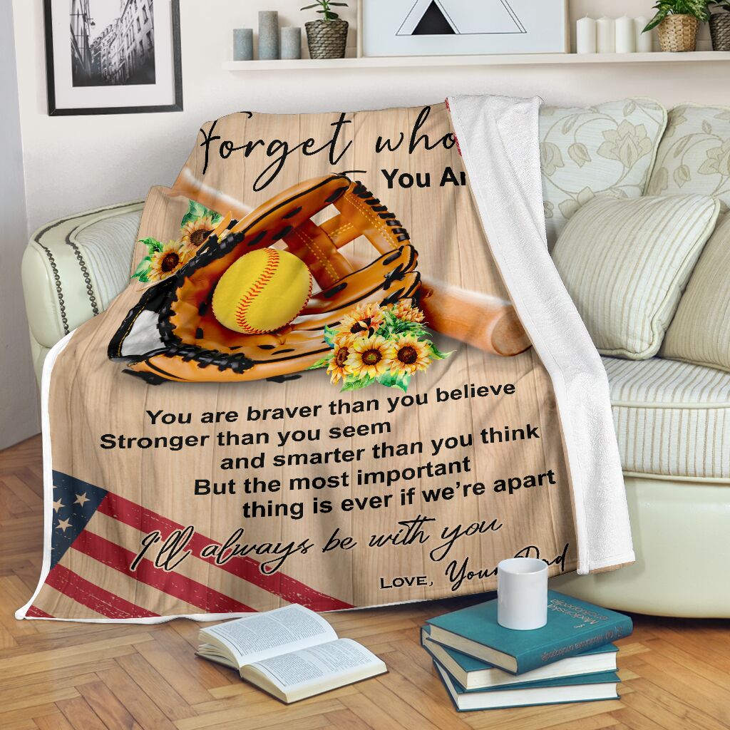 Softball Your Dad Forget Who American Flag Flecee Fleece Blanket