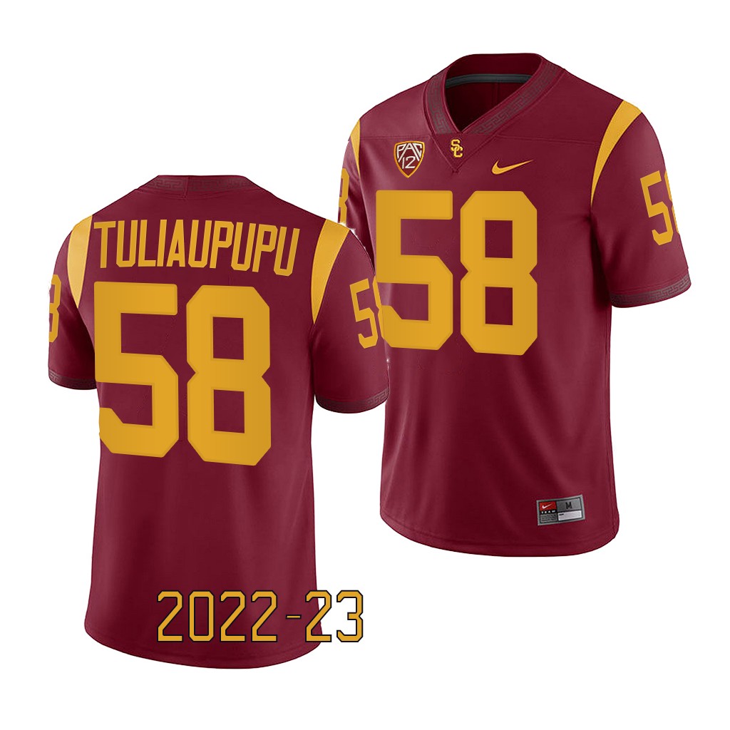 Solomon Tuliaupupu USC Trojans 2022-23 Game College Jersey Men's Cardinal #58 Uniform