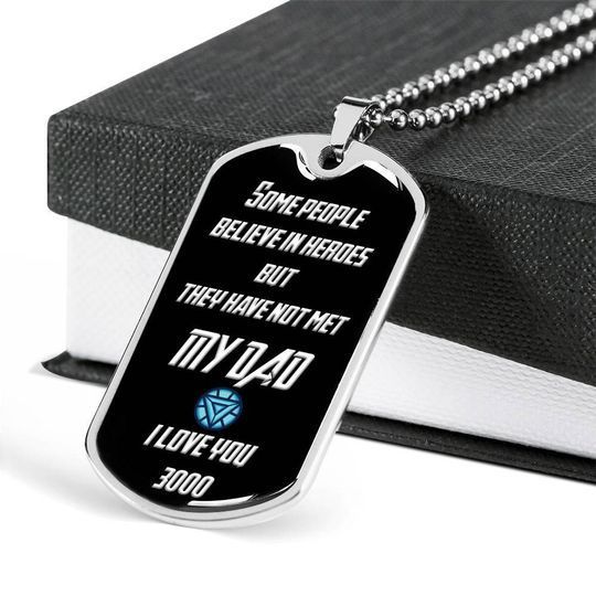 Some People Believe In Heroes Dog Tag Necklace Gift For Daddy