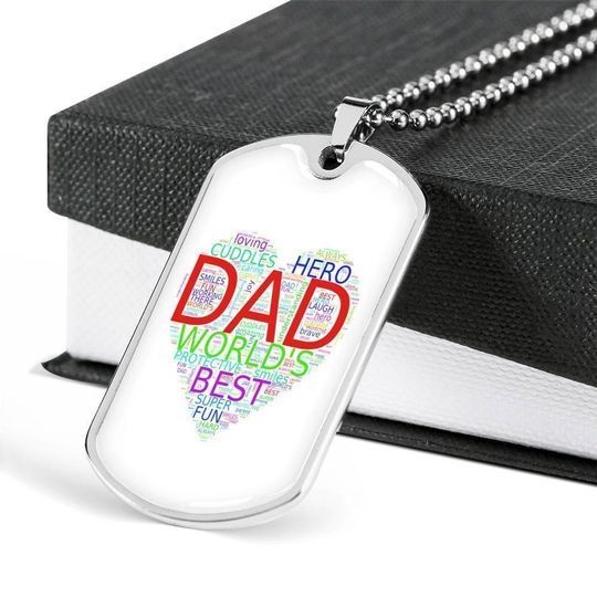 Something About Dad Dog Tag Necklace Gift For Daddy