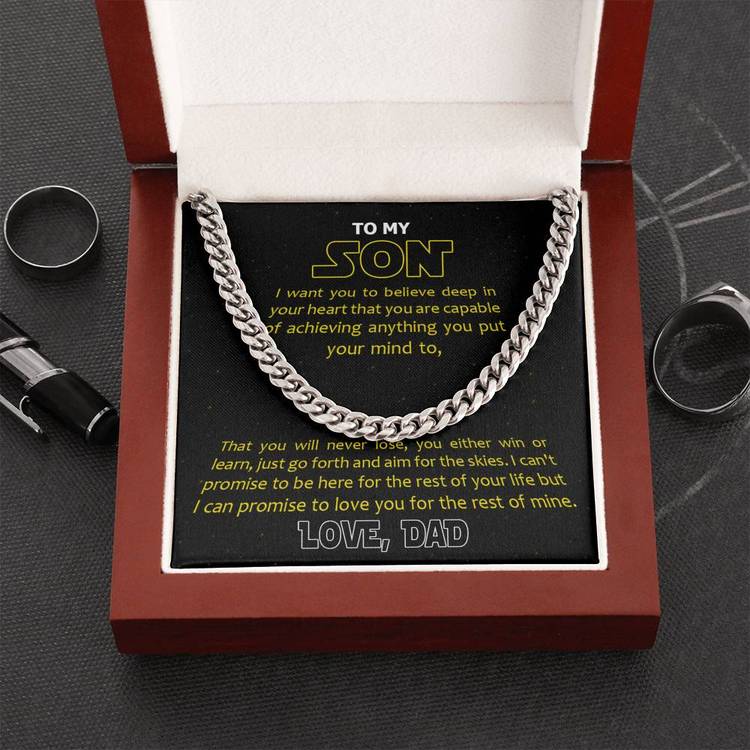 Son Cuban Link Chain -You Are Capable Of Achieving Anything you Put Your Mind To Son Necklace From Dad