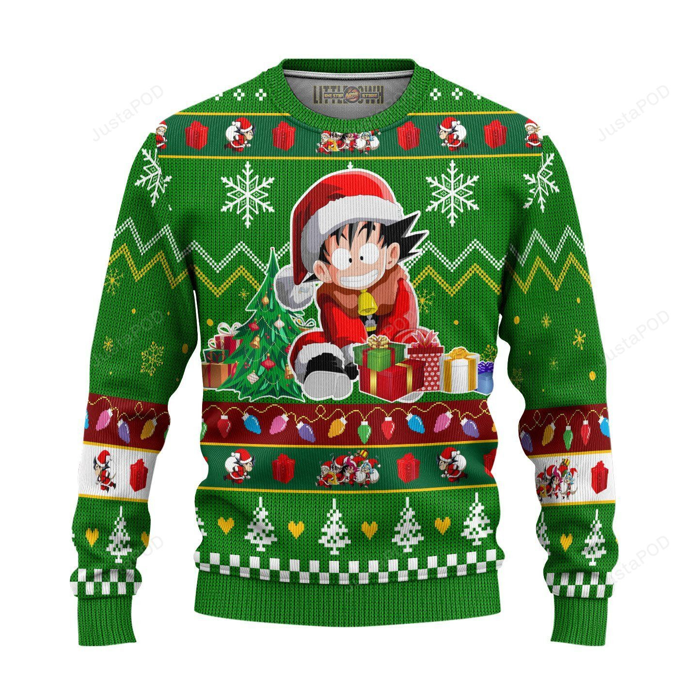 Son Goku Santa Costume Dragon Ball Z Green Christmas Sweater