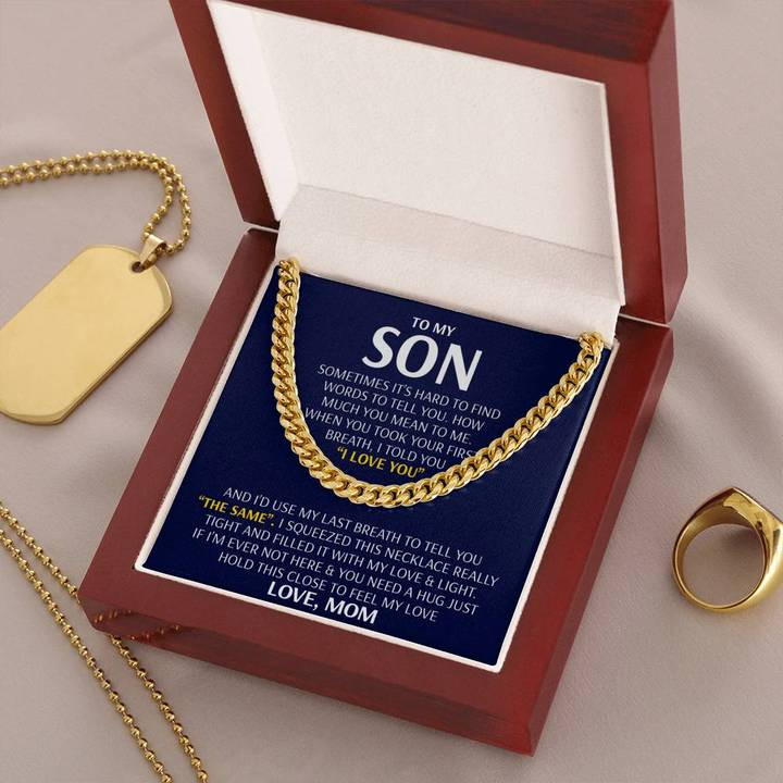 Son Necklace – Feel My Love from Mom – Cuban Link Chain Necklace