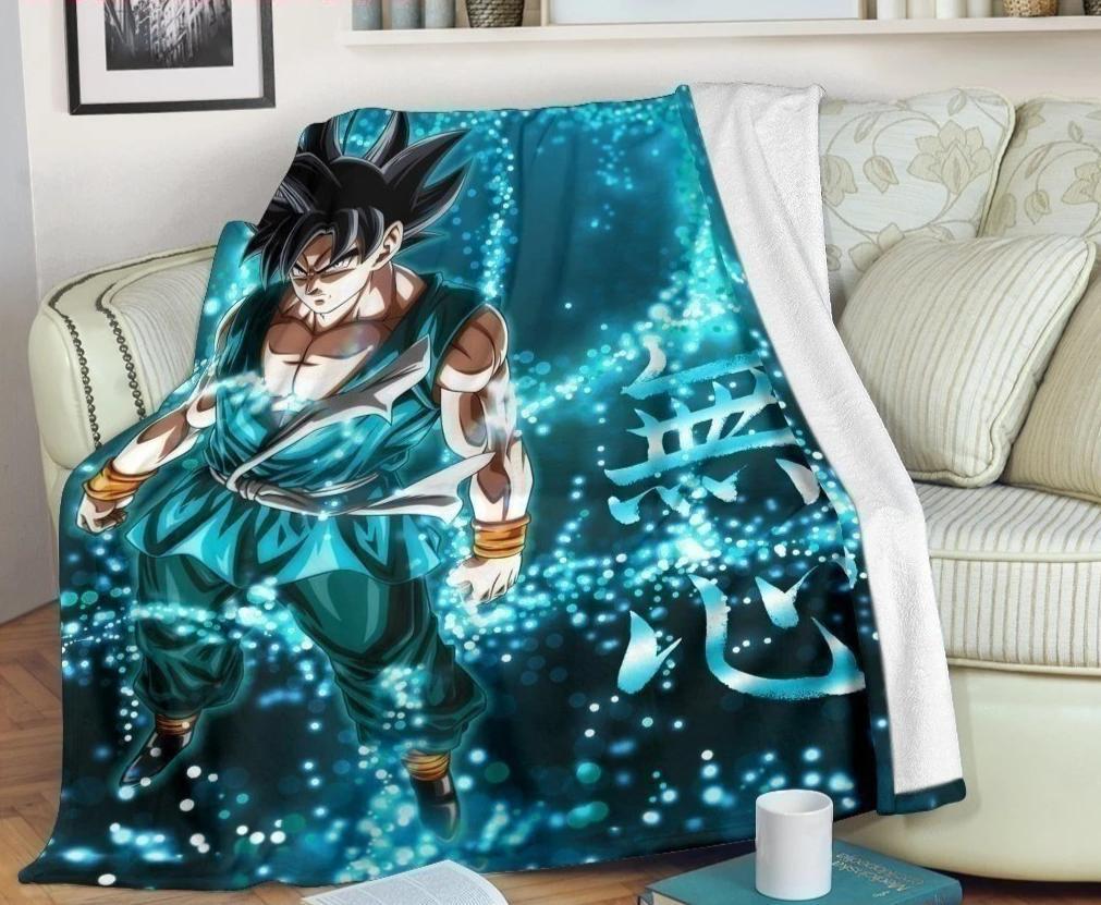 Songoku Blue Design Dragon Balls Fleece Blanket