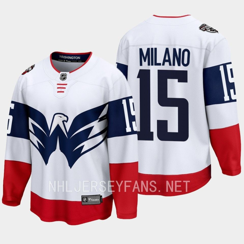 Sonny Milano 15 Washington Capitals 2023 Stitched Jersey Stadium White Primegreen