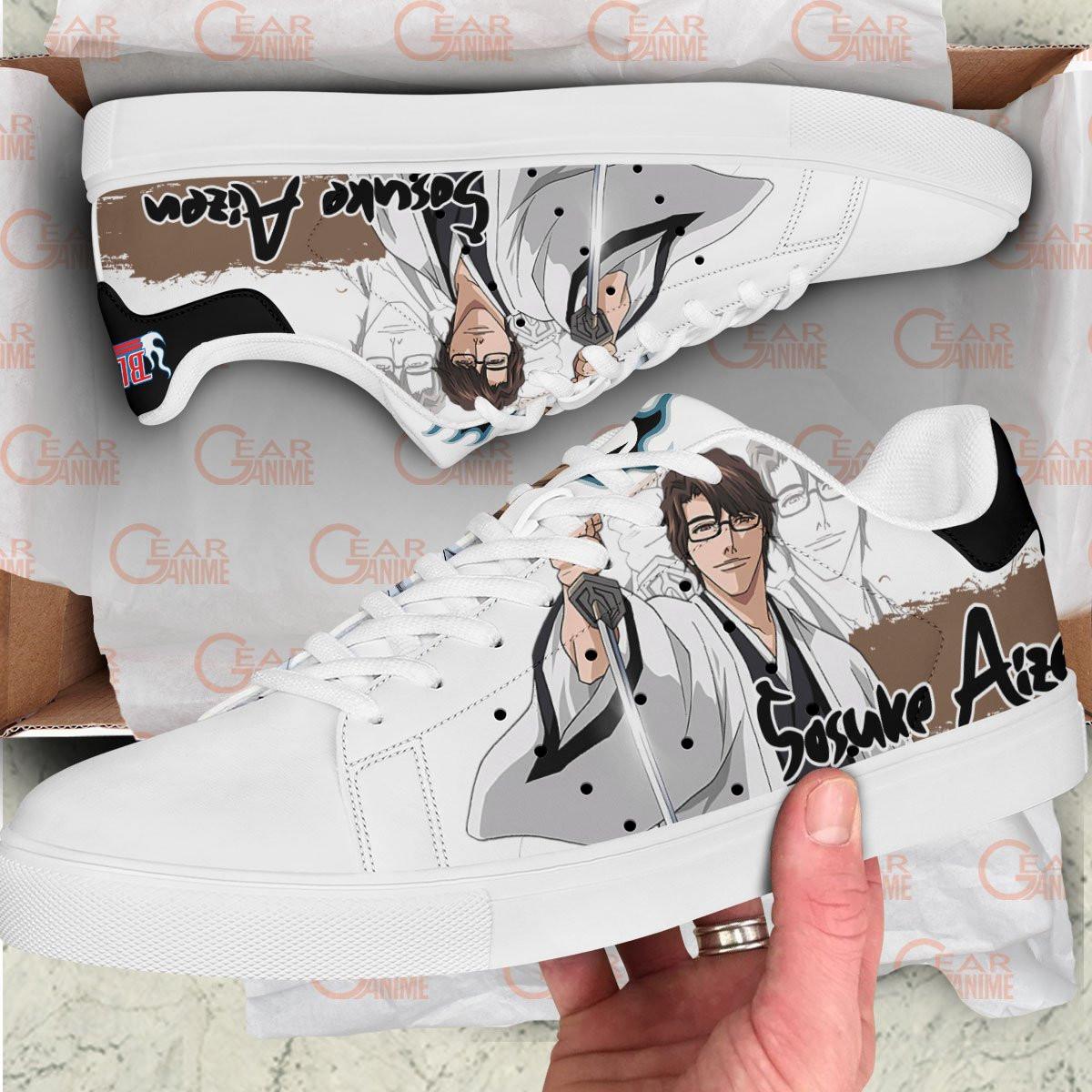 Sosuke Aizen Skate Sneakers Custom Anime Bleach Shoes