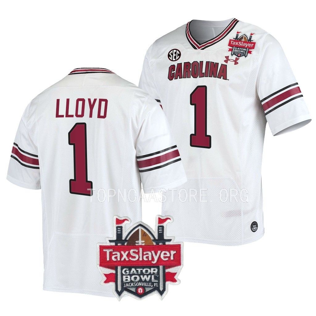 South Carolina Gamecocks #1 MarShawn Lloyd 2022 Gator Bowl White College Jersey Men's