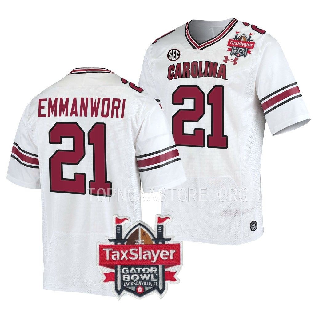 South Carolina Gamecocks #21 Nick Emmanwori 2022 Gator Bowl White College Jersey Men's