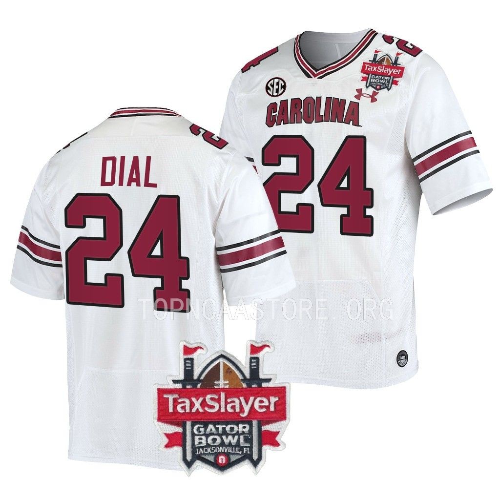 South Carolina Gamecocks #24 Marcellas Dial 2022 Gator Bowl White College Jersey Men's