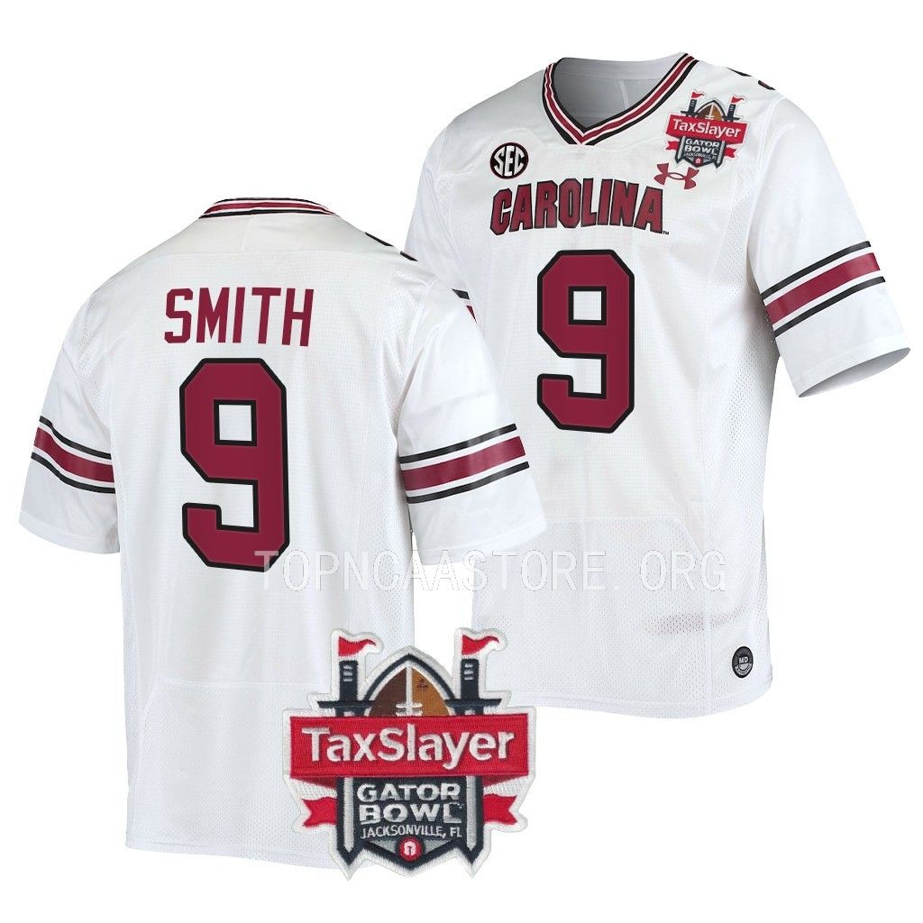 South Carolina Gamecocks #9 Cam Smith 2022 Gator Bowl White College Jersey Men's
