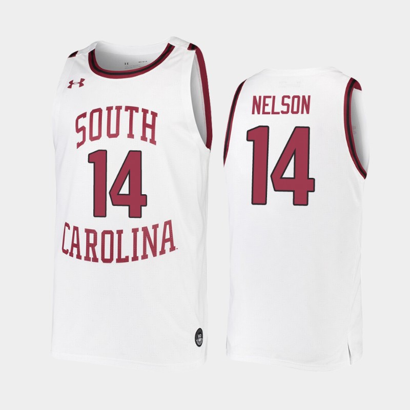 South Carolina Gamecocks Nathan Nelson White 2019-20 Men's College Jersey
