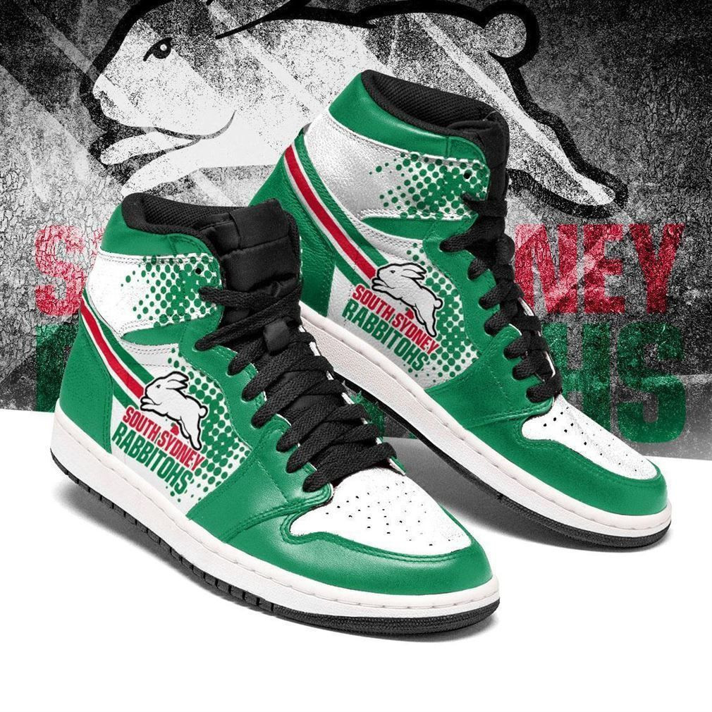 South Sydney Rabbitohs NRL Fashion Sneakers Basketball Shoes Leather High Top Air Jordan Sneaker, Air Jordan Hightop
