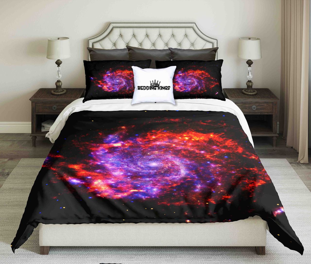 Space Background With Colorful Galaxy Cloud Nebula Kings 3D Customized Duvet Cover Bedding Set