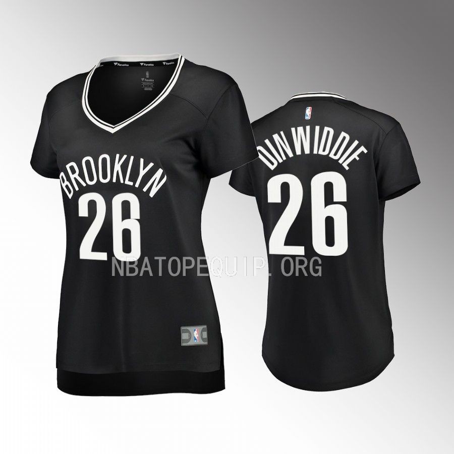 Spencer Dinwiddie Brooklyn Nets #26 Black Icon Edition Women Jersey Fast Break