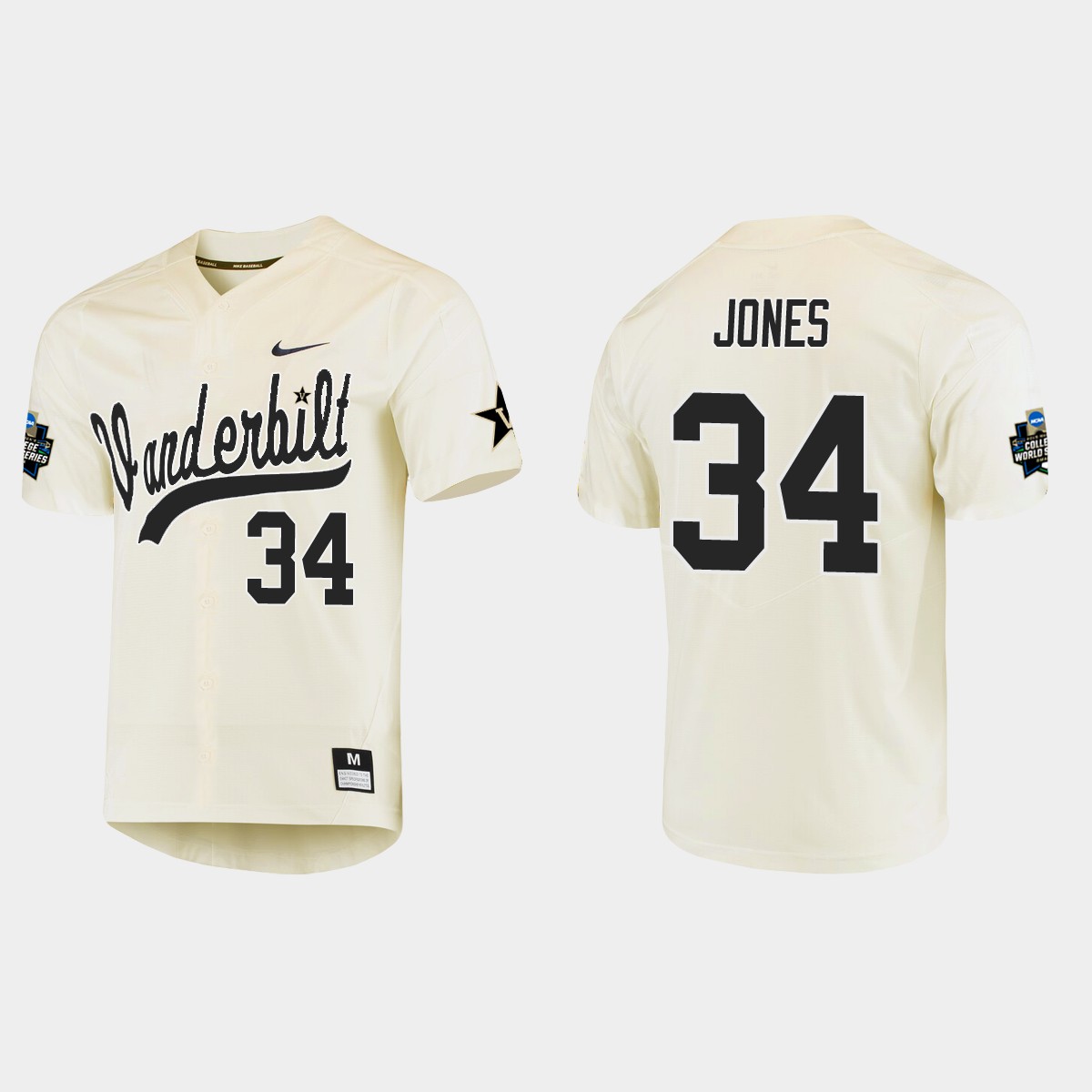 Spencer Jones Vanderbilt Commodores College World Series Jersey - Cream